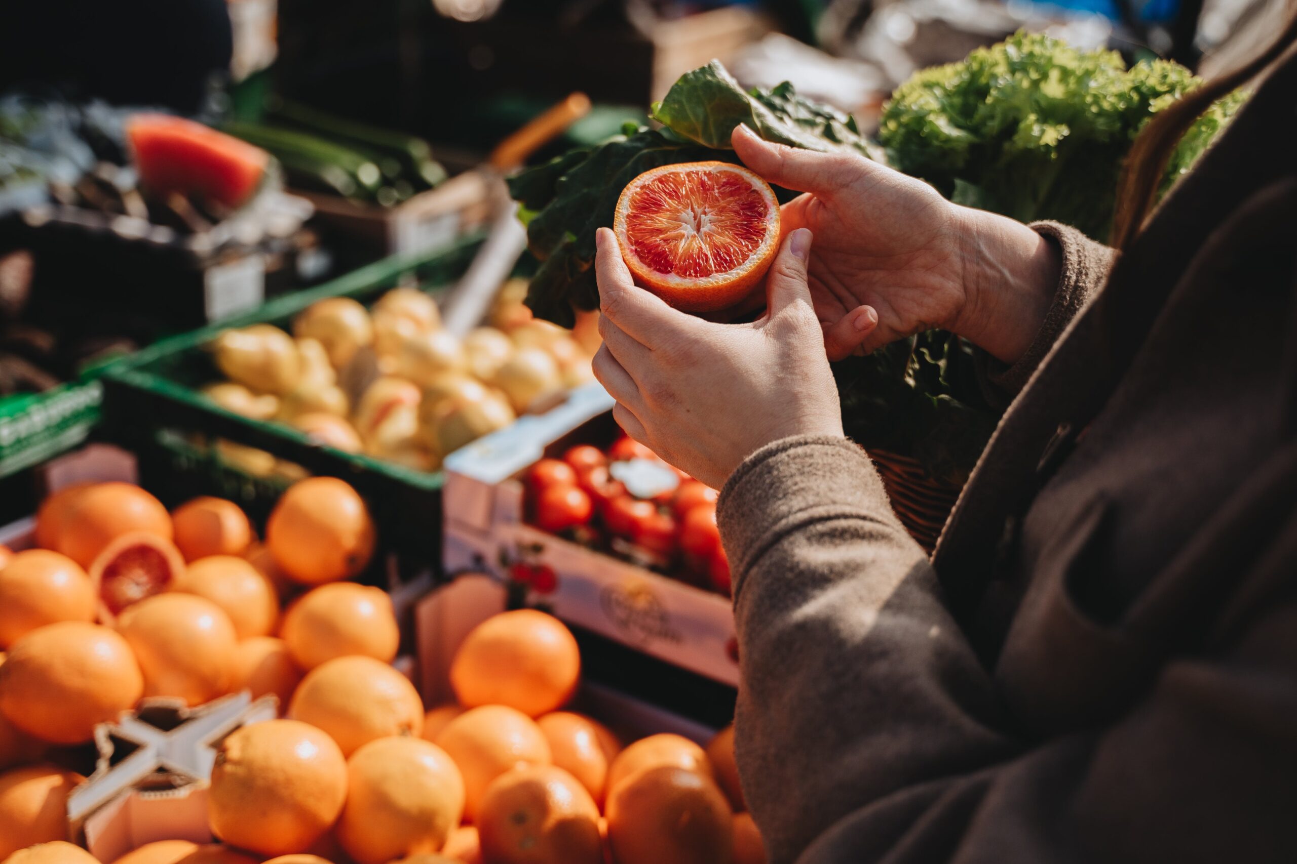 Frutas y verduras en el mercado